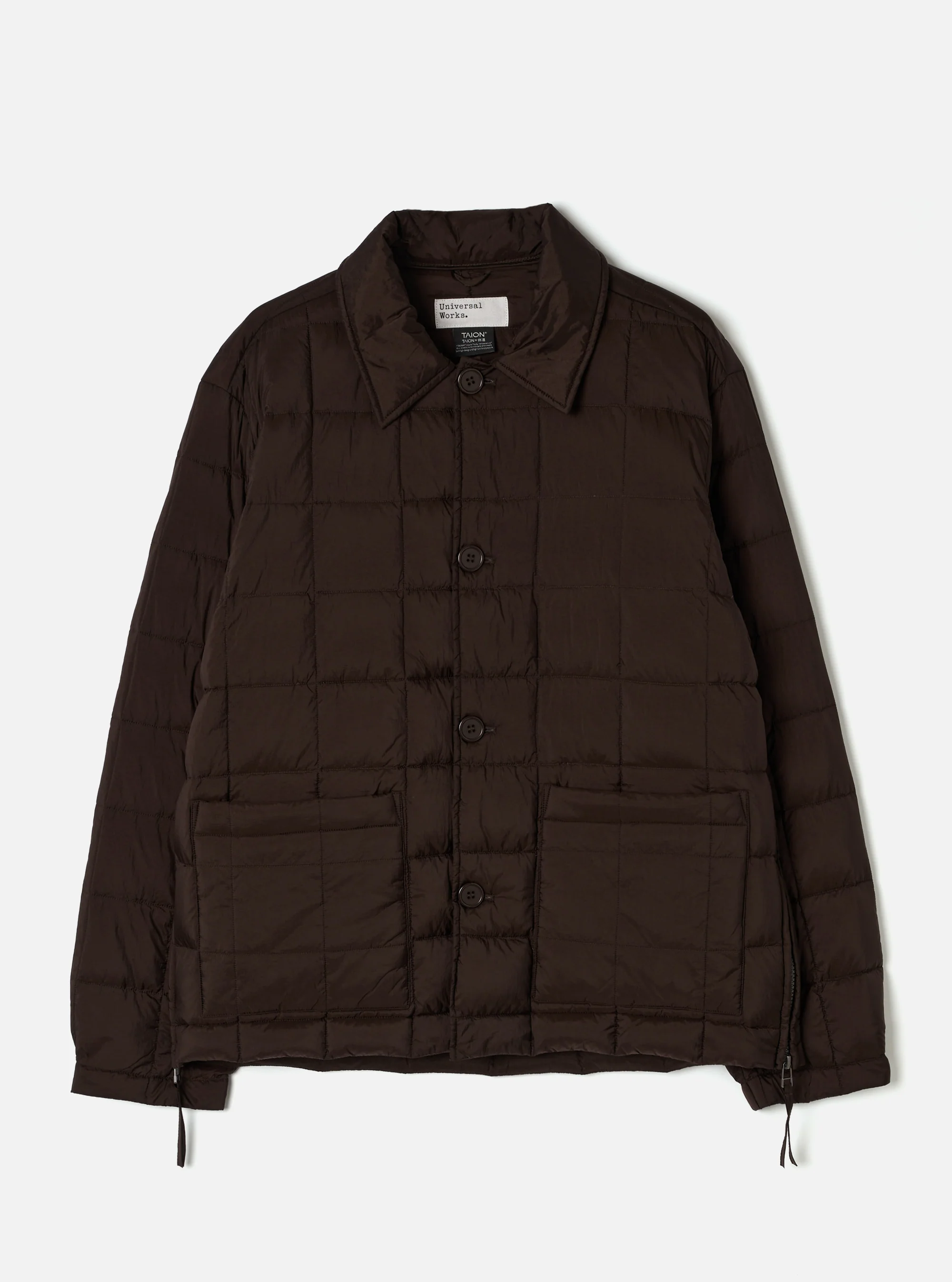 Universal Works ユニバーサルワークス TAION x Universal Works Brown Nylon Soft Shell Down Rams Jacket