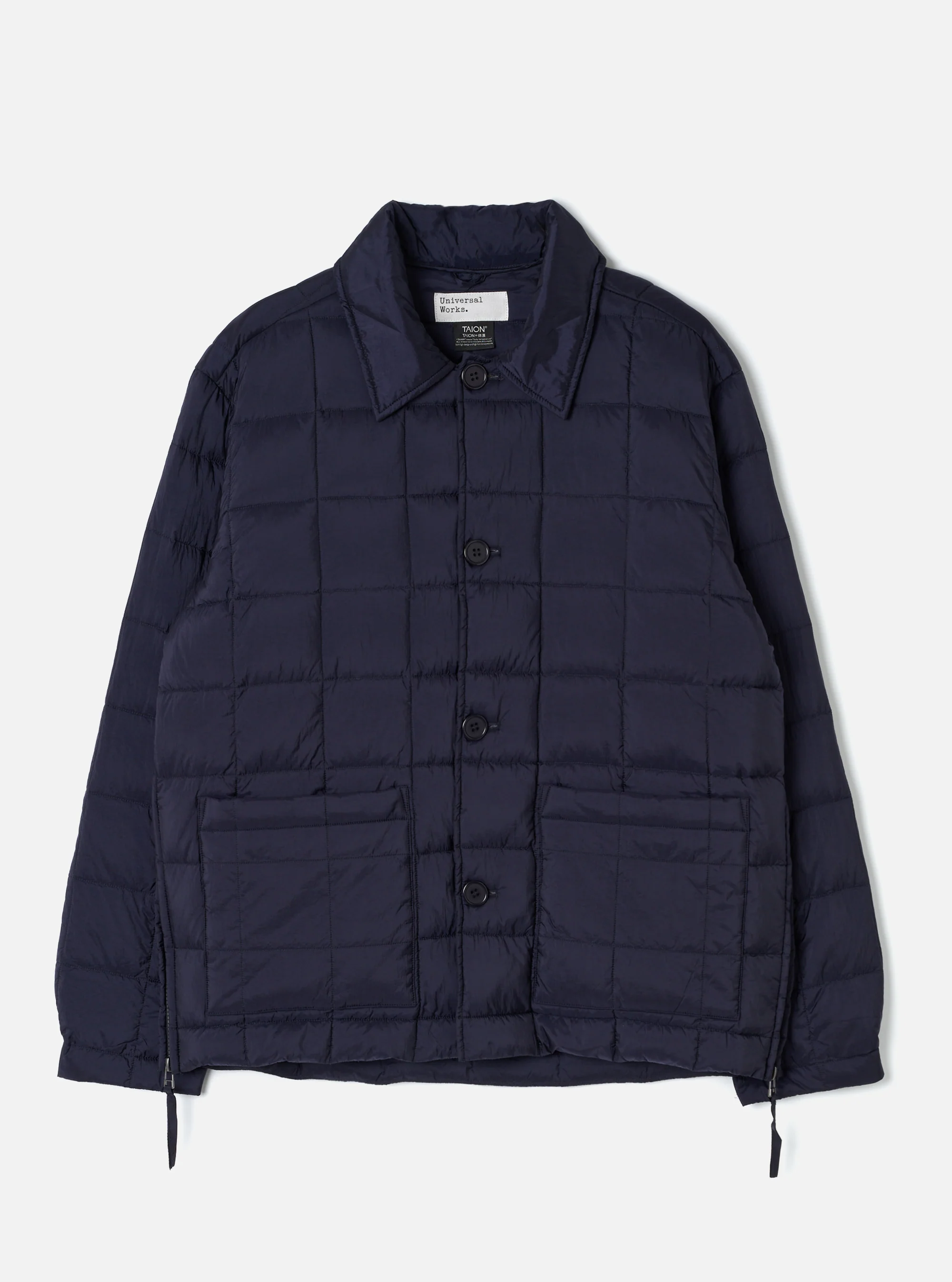 Universal Works ユニバーサルワークス TAION x Universal Works Navy Nylon Soft Shell Down Rams Jacket