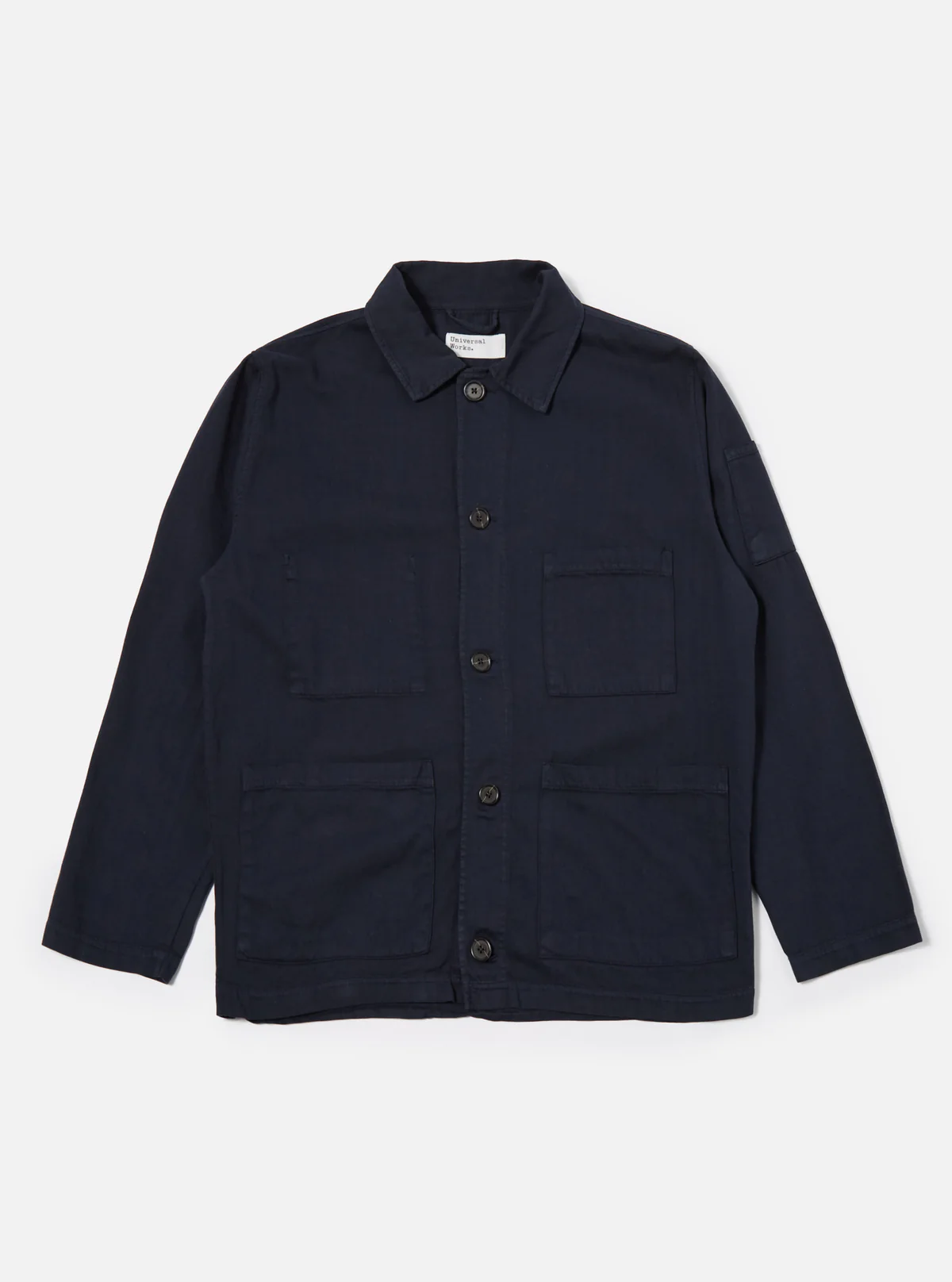 Universal Works ユニバーサルワークス Coverall Jacket in Dark Navy Herringbone Cotton