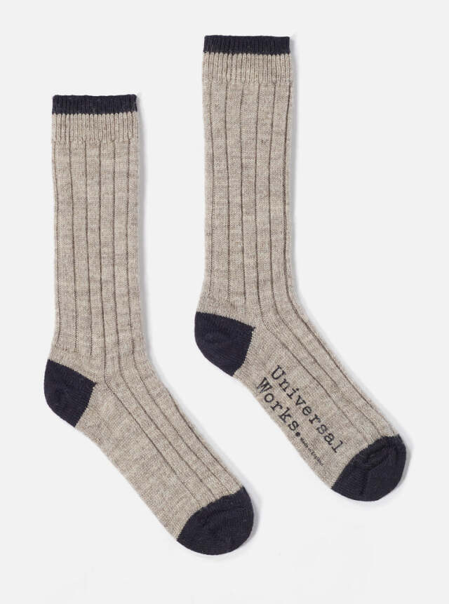 Universal Works ユニバーサルワークス Hike Sock In Stone Wool