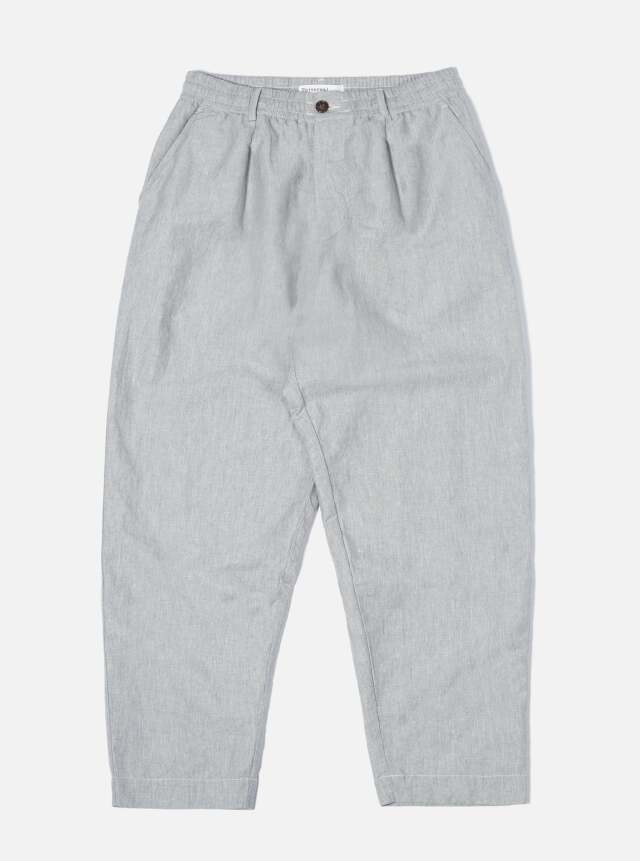 ユニバーサルワークス Universal Works Pleated Track Pant In Grey Masterpiece Linen-Cotton