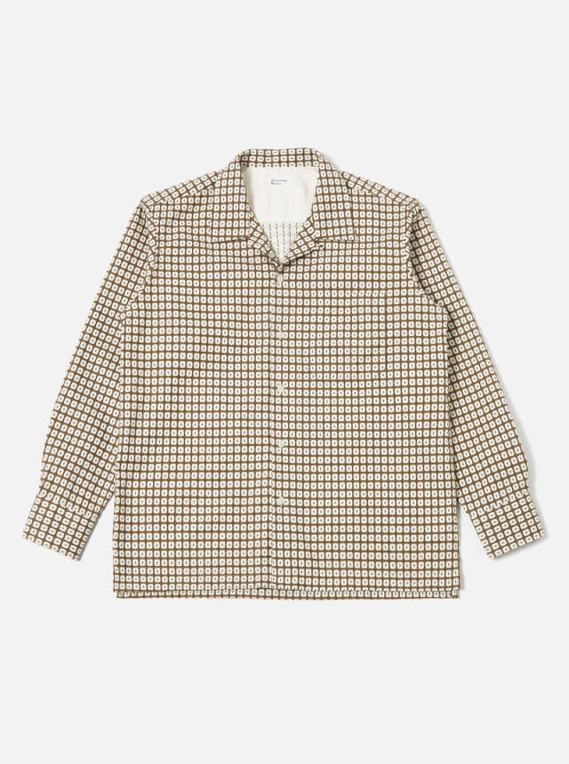 Universal Works ユニバーサルワークス Universal Works L/S Camp Shirt In Sand Loscar Cotton