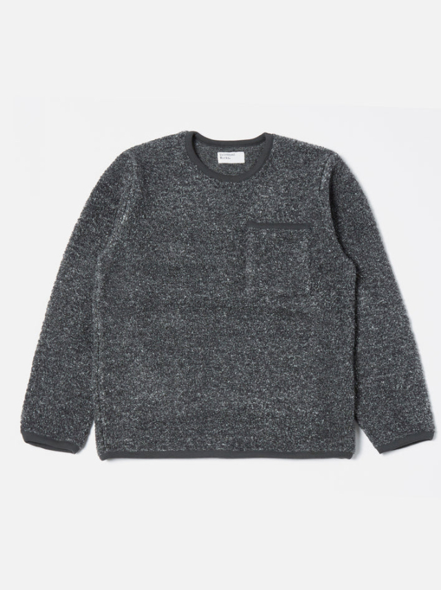 Universal Works ユニバーサルワークス Lancaster Crew In Charcoal Shakespeare Fleece