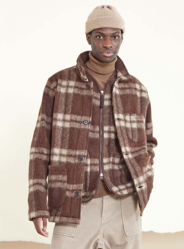 Universal Works ユニバーサルワークス Field Jacket In Brown Soft Wool Fleece
