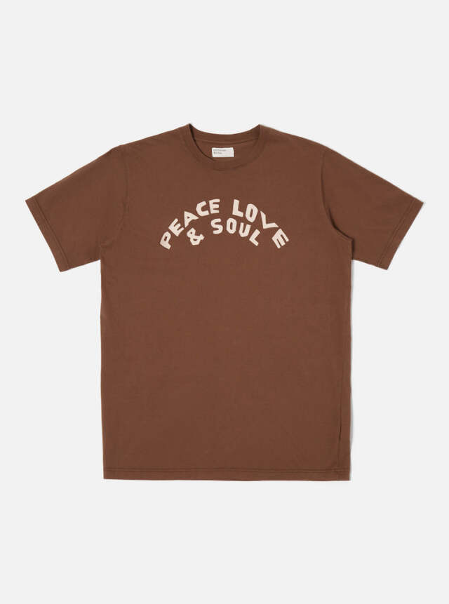 Universal Works ユニバーサルワークス Universal Works Print Tee In Brown Organic Jersey