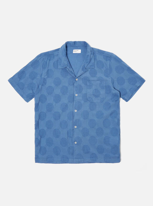 Universal Works ユニバーサルワークス Road Shirt In Blue Dot Cotton