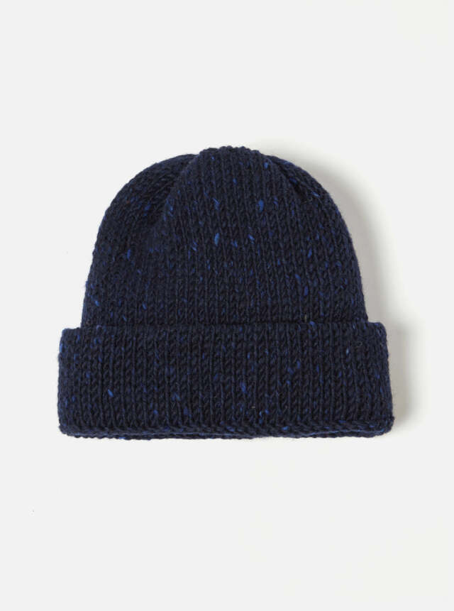 Universal Works ユニバーサルワークス Short Watch Cap In Navy Marl Kilcarra Wool