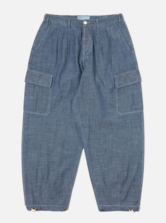 ユニバーサルワークス Loose Cargo Pant In Indigo Chambray