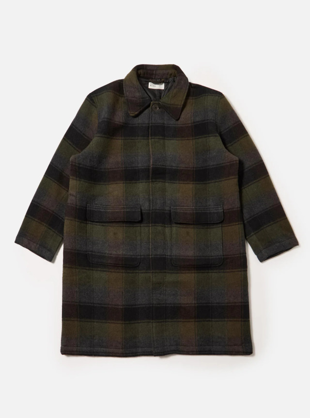 Universal Works ユニバーサルワークス Black/Brown Berlin Wool Check Account Coat