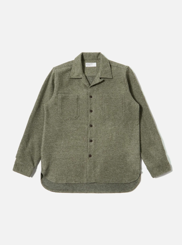 Universal Works ユニバーサルワークス Pale Green Dam Marl Work Shirt
