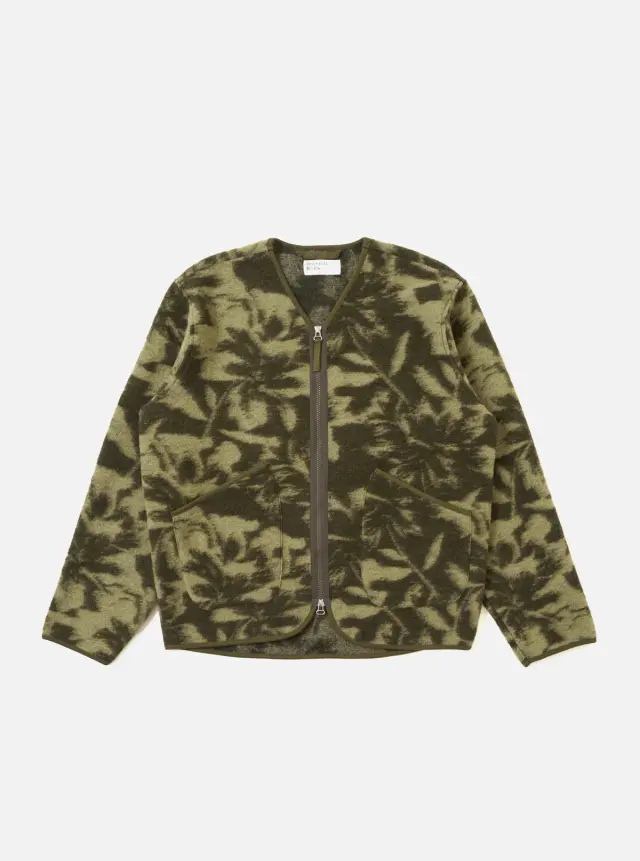 Universal Works ユニバーサルワークス Green/Pale Green Studio Fleece Zip Liner Jacket