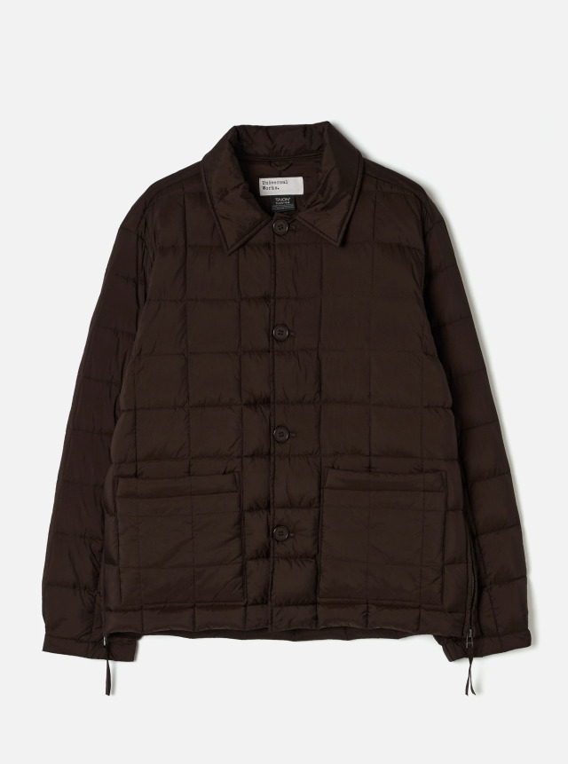 Universal Works ユニバーサルワークス TAION x Universal Works Brown Nylon Soft Shell Down Rams Jacket