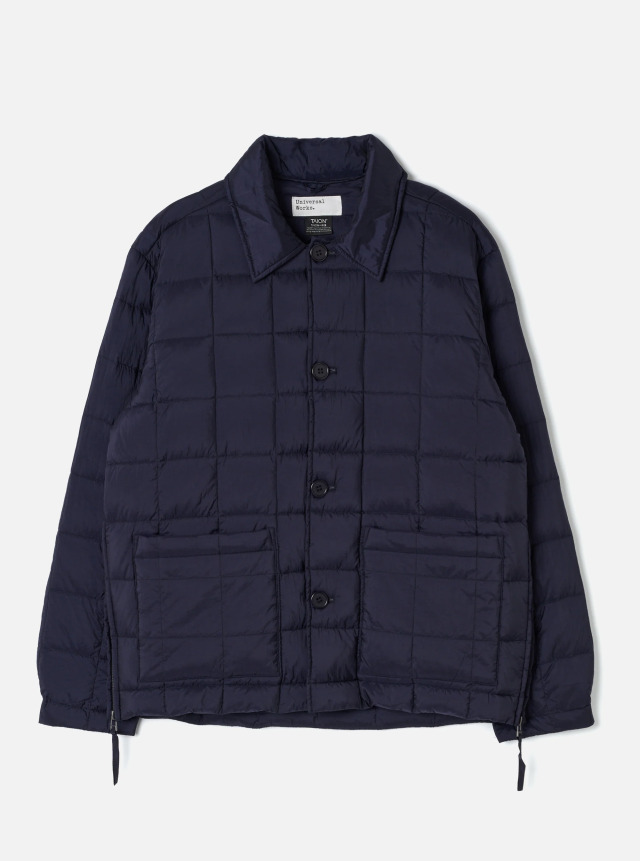Universal Works ユニバーサルワークス TAION x Universal Works Navy Nylon Soft Shell Down Rams Jacket