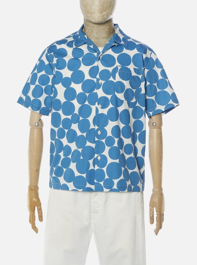 Universal Works ユニバーサルワークス  Road Shirt In Blue Dot Print Poplin