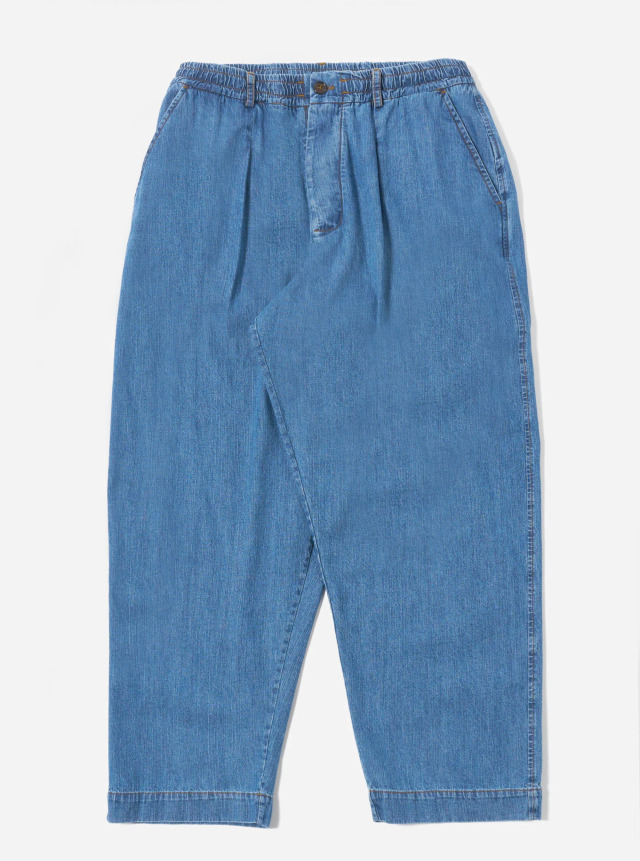 Universal Works. ユニバーサルワークス Washed Indigo 8oz Slub Denim Oxford Pant