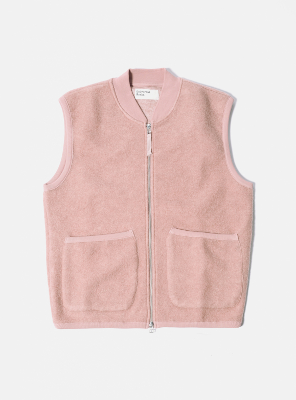 Universal Works ユニバーサルワークス Zip Waist Coat Wool Fleece Pink
