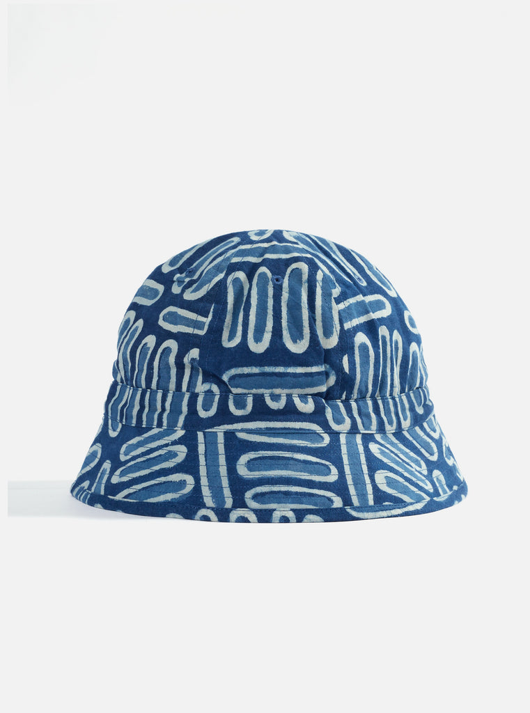 Universal Works ユニバーサルワークス Naval Hat In Indigo Hand Block Print