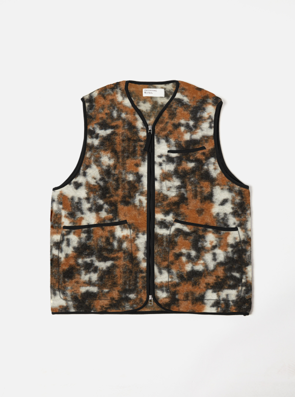 Universal Works ユニバーサルワークス LANG FLOWER FLEECE BROWN ZIP ZILET