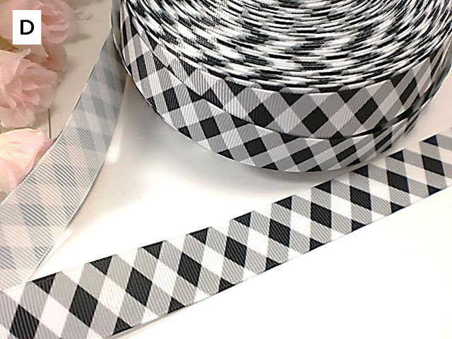 25mm幅チェック柄リボン1