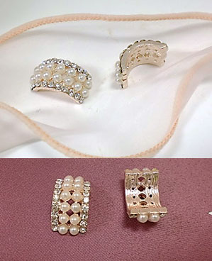 ラインストーンとパールビーズのパーツ（2個セット）