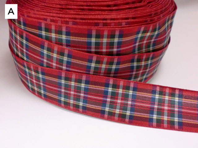 25mm幅チェック柄リボン１