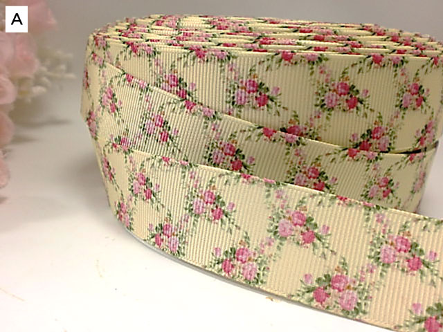 25mm幅花柄リボン１