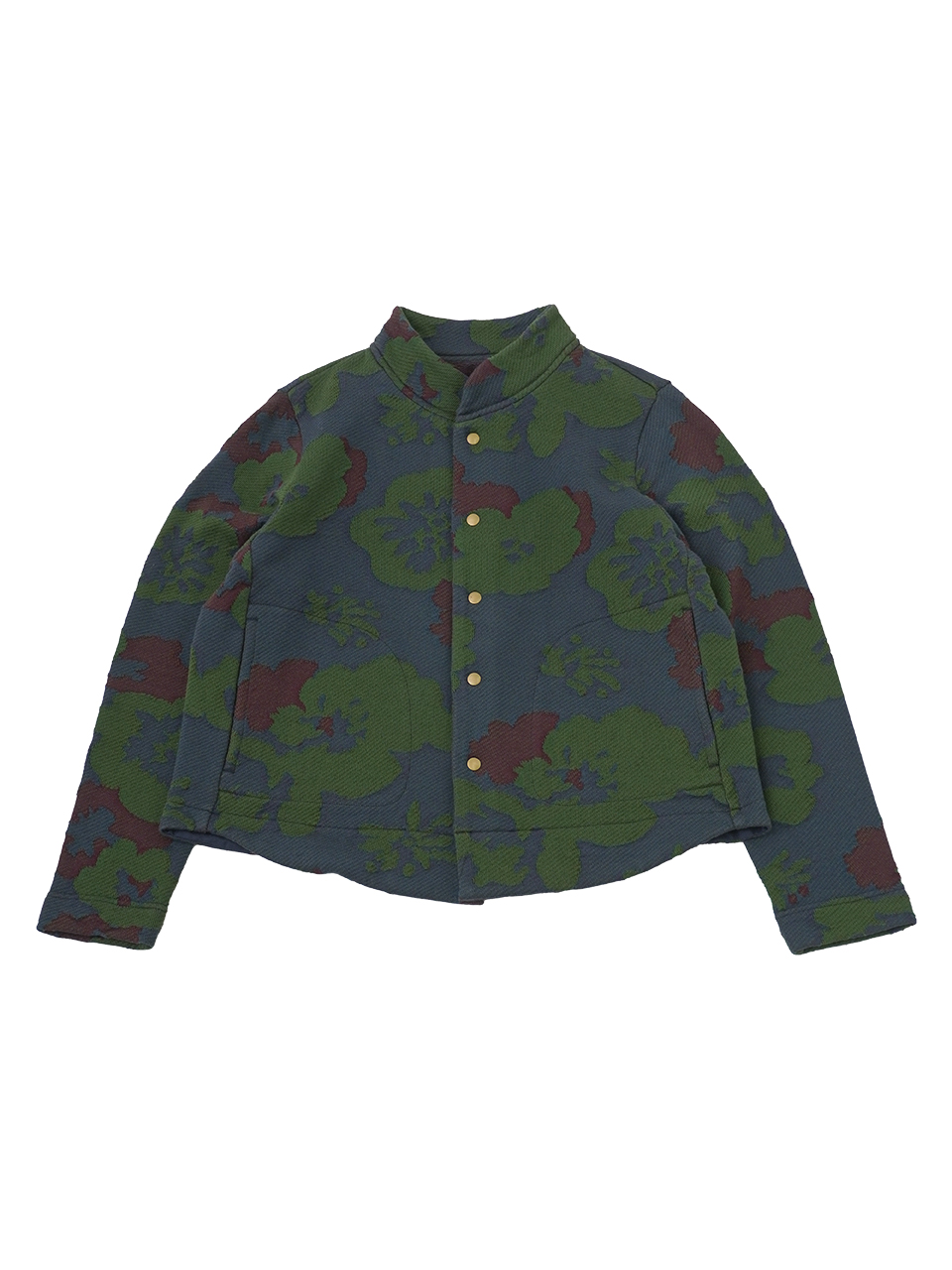 ２０／２コットンジャガード春となり柄　スタンド襟カーディガン