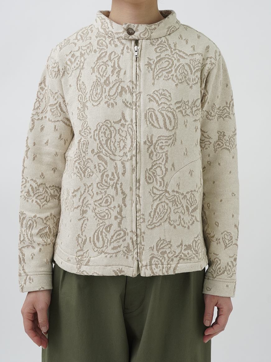 20／2×20／2JQ草若葉柄 ジップカーディガン