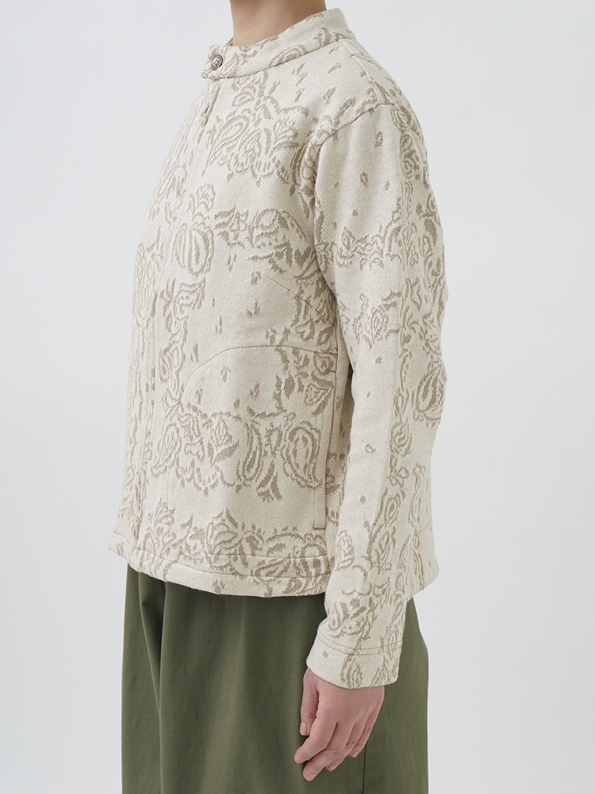 20／2×20／2JQ草若葉柄 ジップカーディガン