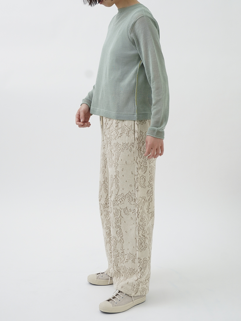 20／2×20／2JQ草若葉柄 ストレートイージーパンツ