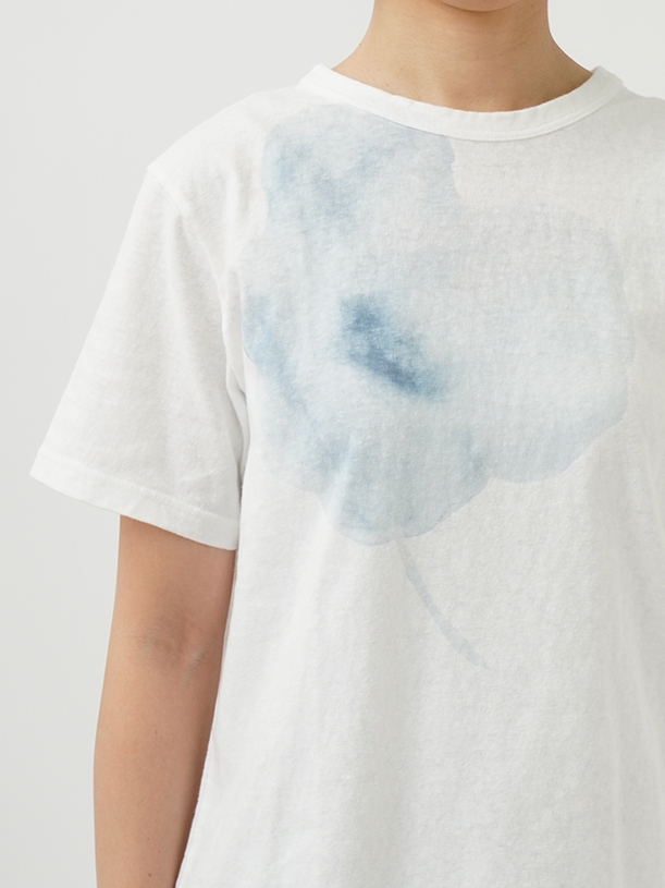 19／－ラフィ天竺花おぼろ柄プリントTシャツ