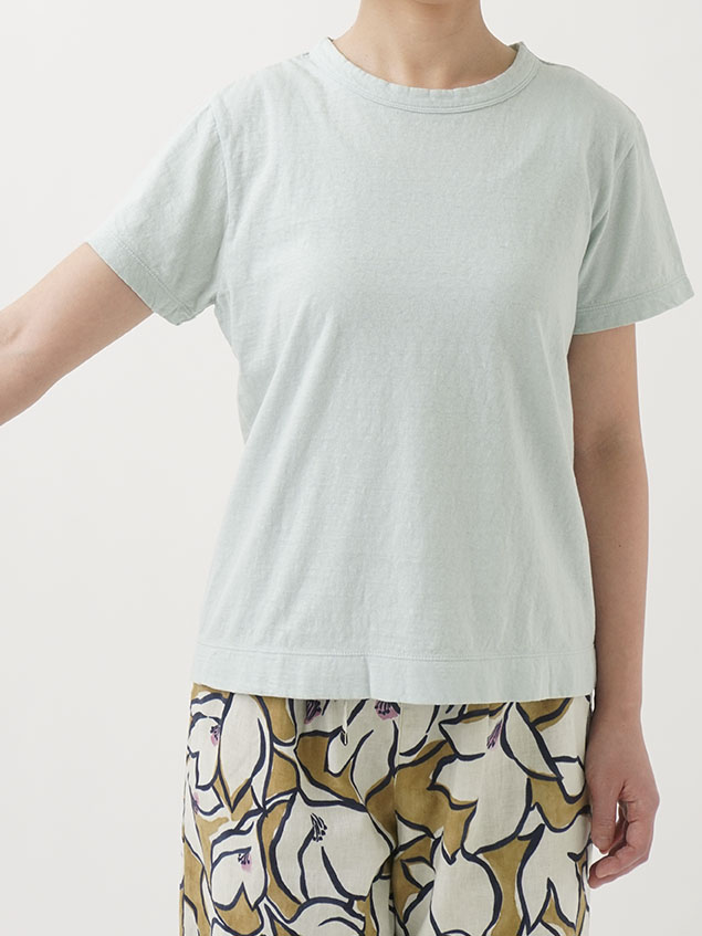 30／－ラフィ天竺 製品染半袖Tシャツ