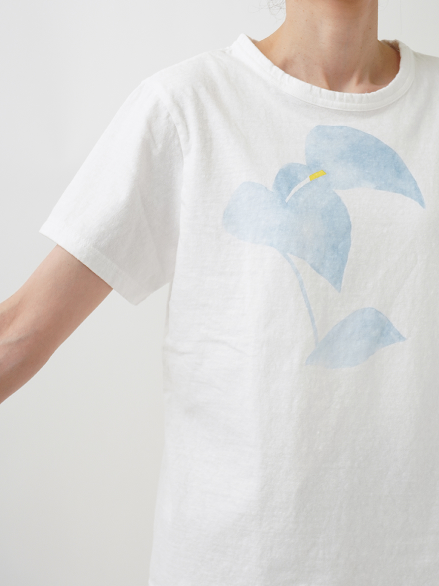 19／－ラフィ天竺海芋柄プリントTシャツ