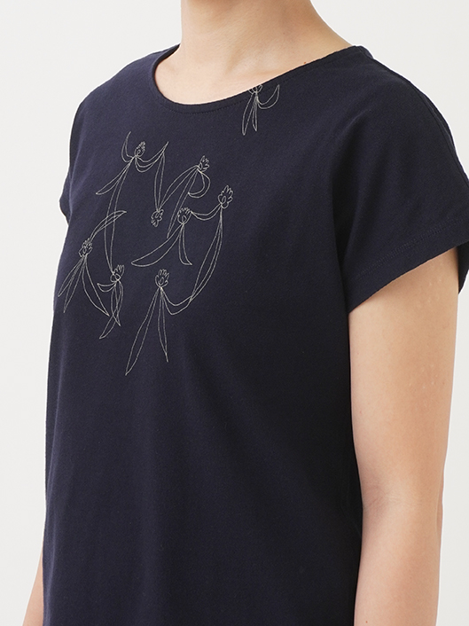 今季美品パラスパレス　ナチュラルソフト天竺草橘柄プリントＴシャツサイズ2ネイビー 今季美品パラスパレス ナチュラルソフト天竺草橘柄プリントT