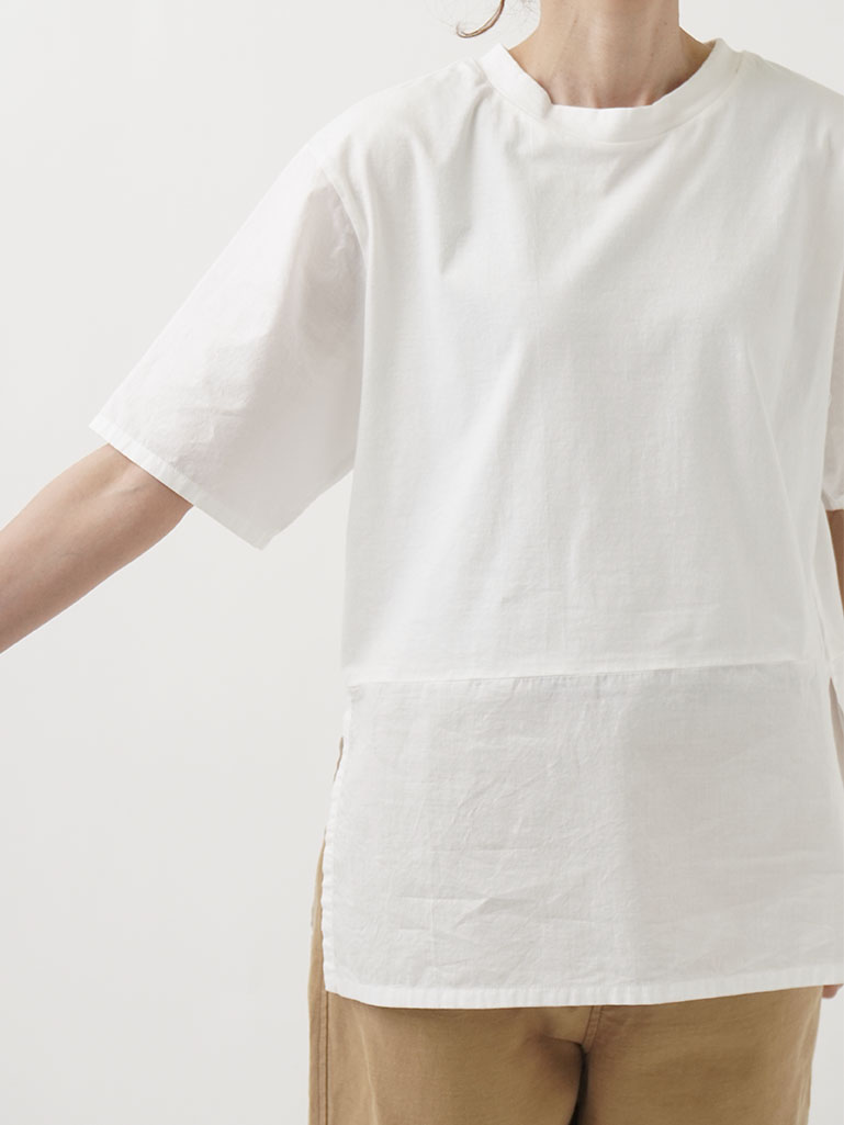 30／－ハイゲージ天竺×60／－ローン 切替Tシャツ