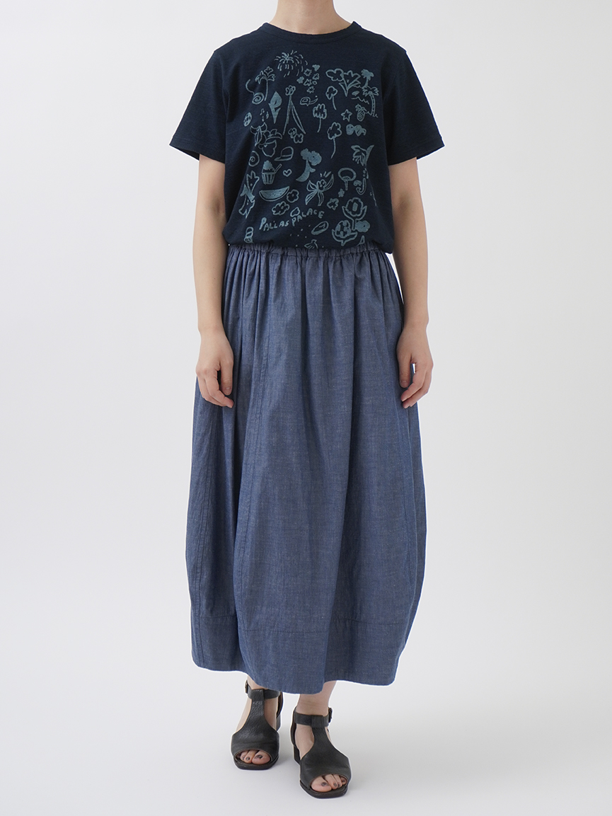 今季商品　パラスパレスラフィ天竺夏の吹寄せ柄プリントTシャツ 19／－ラフィ天竺 夏の吹寄せ柄プリントTシャツ