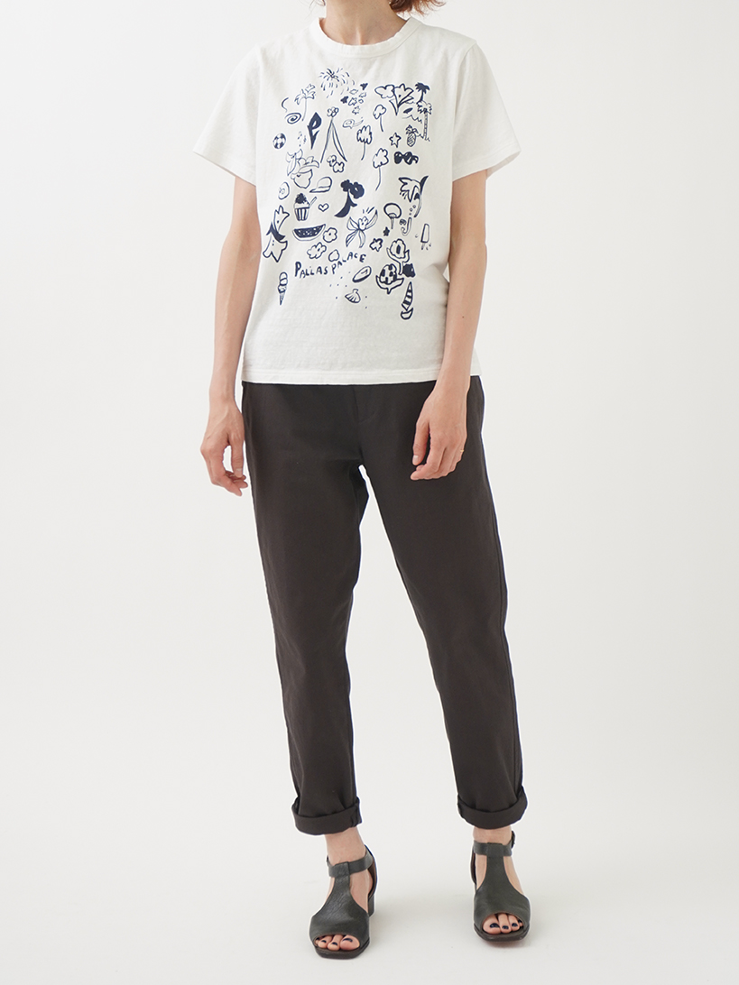 今季パラスパレス　ラフィ天竺夏の吹寄せ柄プリントＴシャツホワイトサイズ2 今季パラスパレス ラフィ天竺夏の吹寄せ柄プリントTシャツ
