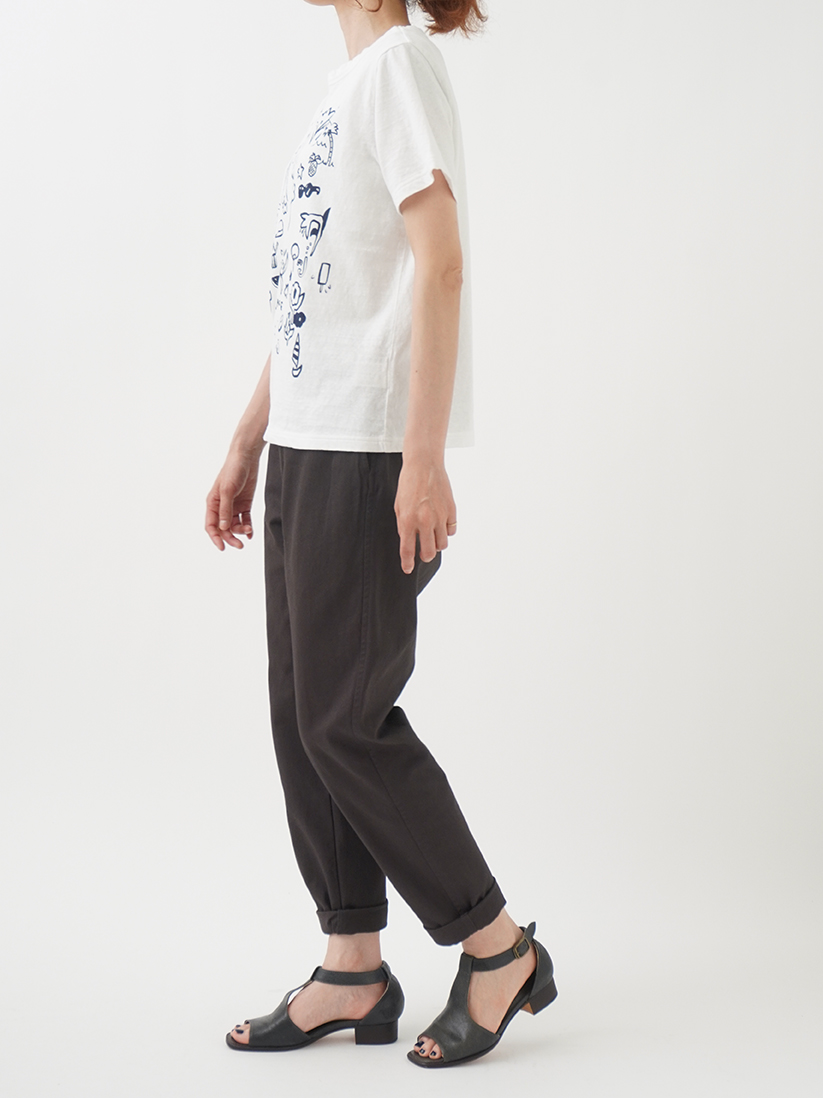 19／－ラフィ天竺 夏の吹寄せ柄プリントTシャツ