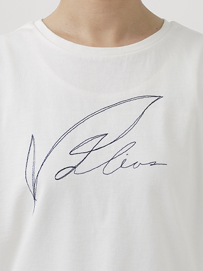 30／／天竺 月代柄刺繍フレンチ袖Tシャツ