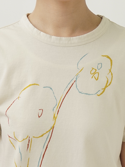 30／－ナチュラルソフト天竺 月代柄プリントTシャツ