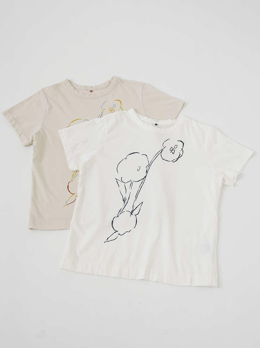 30／－ナチュラルソフト天竺 月代柄プリントTシャツ