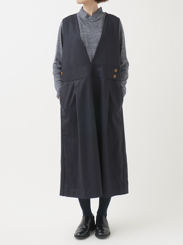 19／－ラフィウールガーゼ天竺 重ねタートルネックプルオーバー