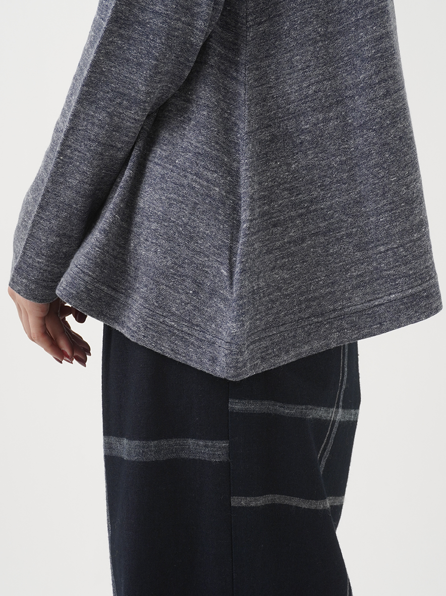 未使用 カシミヤ天竺 × DIAPLEX ネイビー 4 M 紺 プルオーバー WOMEN バイカラーハイネックプルオーバー ブラック