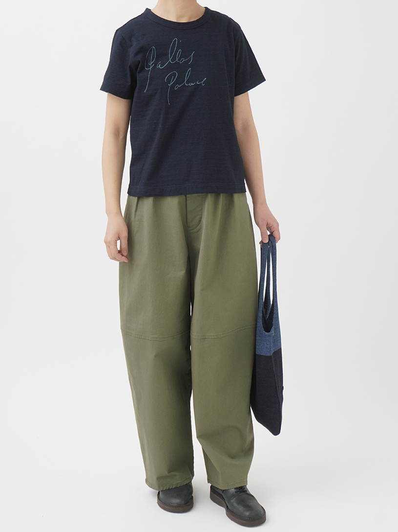 40／－インディゴ天竺 ロゴ抜染Tシャツ