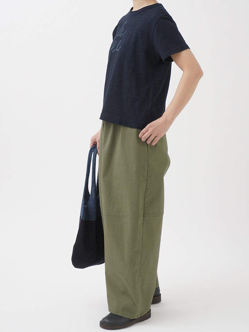 40／－インディゴ天竺 ロゴ抜染Tシャツ