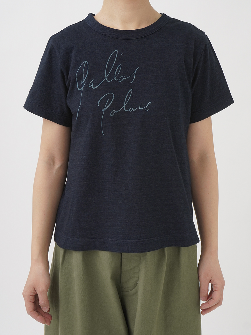40／－インディゴ天竺 ロゴ抜染Tシャツ