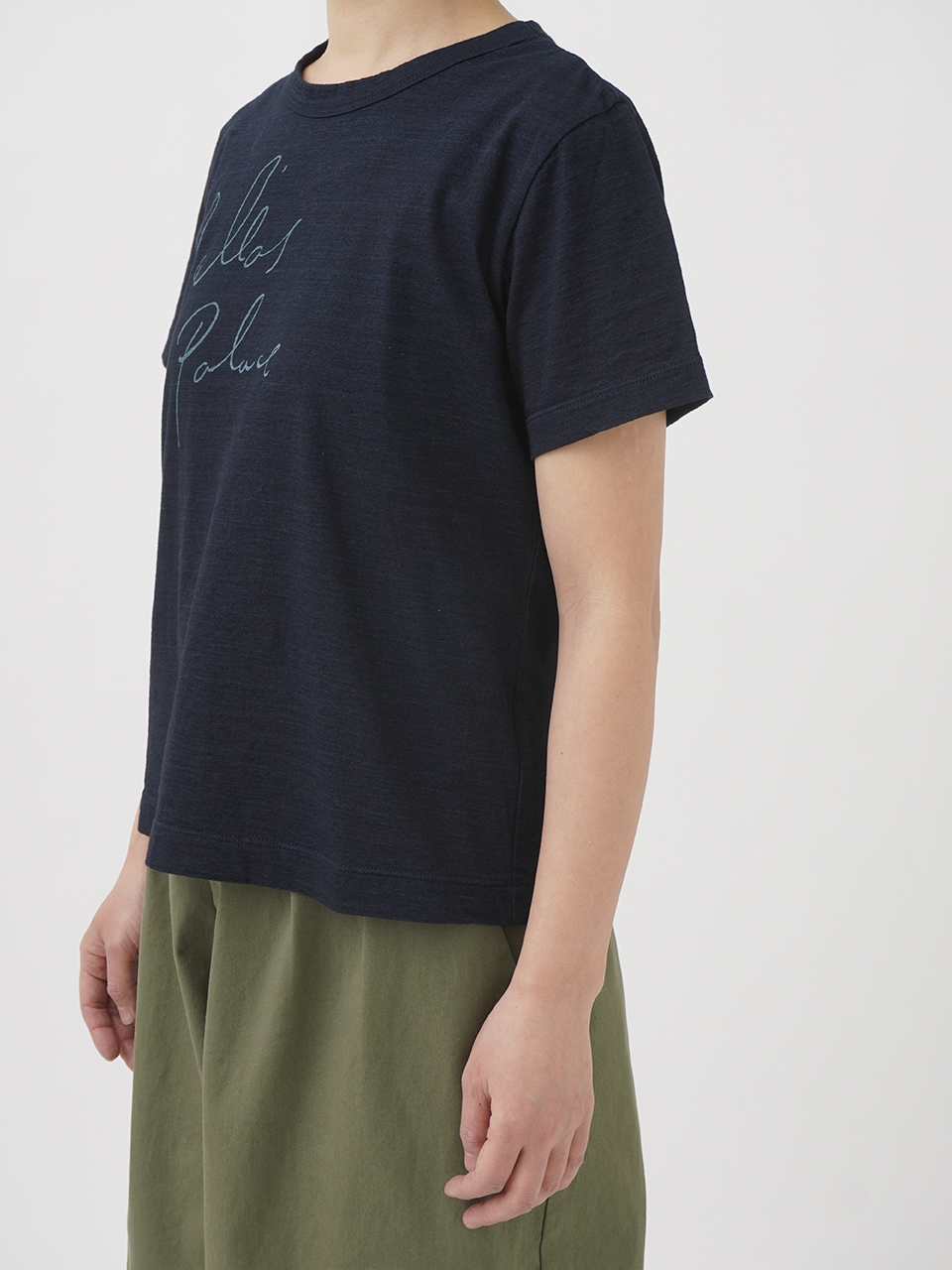 40／－インディゴ天竺 ロゴ抜染Tシャツ