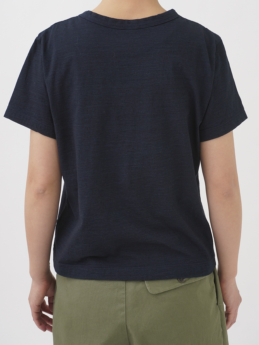 40／－インディゴ天竺 ロゴ抜染Tシャツ