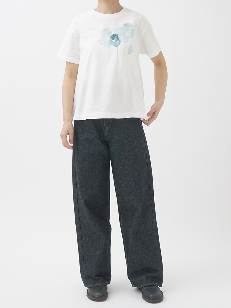 19／－ラフィ天竺 ひなげし柄プリントフレアTシャツ