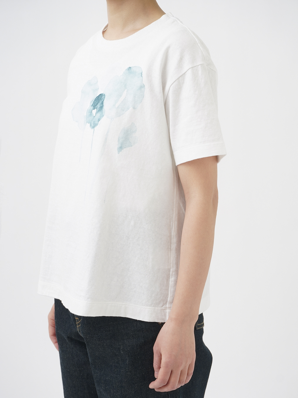 19／－ラフィ天竺 ひなげし柄プリントフレアTシャツ